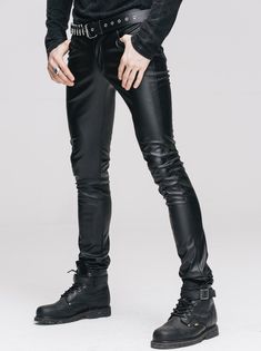 Gothic Trousers, Leather Dress Outfit, Lederhosen Outfit, Short Cuir, Short Leather Skirts, Biker Look, Gothic Pants, Leather Skirt Outfit, Vegan Leather Pants