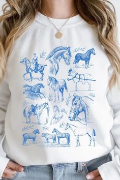 Vintage Horse Print Sweatshirt | Vintage Horses, Cottagecore, Horse Illustration, Dark Academia, Equestrian, Horse Girl, Light Academia Girl Pony, Horse Sweater, Horse Sweatshirts, Light Academia Aesthetic, Shirt Design Inspiration, Riding Pants, Vintage Horse