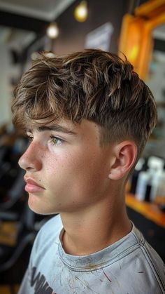 Taper Fringe Boys, Boys French Crop Haircut, How To Boys Haircut, Front Fringe Hairstyles Men, Boys Alpaca Haircut, Hair Cuts For Teenagers Boys, Boys Hair Short Sides Long Top, Boys Haircut Teenage, Tapered Fringe Men