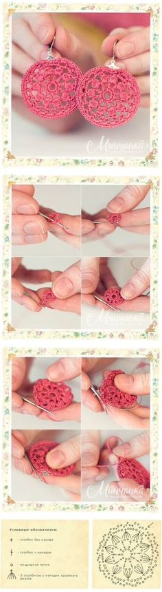 the instructions for making crochet laces in pink and green colors, with pictures of