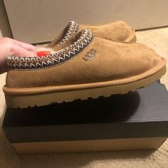 New With Tags-Never Worn! Sold Out Everywhere! Size: Women’s Us Color: Chestnut Authentic - Proof Of Ugg Tag On Last Photo! Please Message Or Comment If You Have Any Questions Or Concerns! Ugg Mules, Tasman Slippers, Embroidered Slippers, Ugg Tasman Slippers, Ugg Tasman, Suede Slippers, Ugg Slippers, Mens Uggs, Platform Slippers