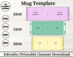 the printable template for an event ticket is shown in three different colors and sizes