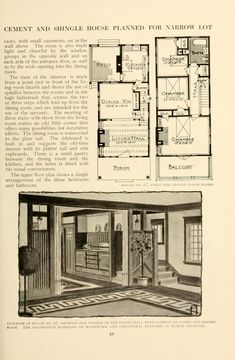 an old house plan with two floors and three rooms, including the first floor bedroom