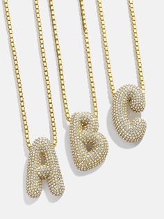 Pavé Bubble Initial Necklace - Clear/Gold Gold Bubbles, Diamond Initial Necklace, Custom Initial Necklace, Early Black Friday, Bubble Necklaces, Spring Event, Initial Necklace Gold, Initial Pendant Necklace, Jewelry Lookbook