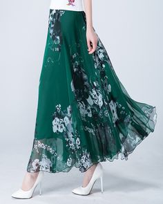 * A long skirt with elastic waist and beautiful prints. * A-line shape and wide hem, can make you look more taller and slimmer. * Made of pearl chiffon and fully lined. * Can custom make waist size and skirt length. * Material: 100% polyester * Size: True to US size, US 0-US 20 are available, you can let us know your usual size and height in your order. * Shipping: Free shipping Processing time : 5-7 Business days Delivery time : 7-20 Business days Tracking number available If you need rush orde Floral Chiffon Skirt, Skirt High Waist, Beautiful Prints, Chiffon Floral, Elastic Waist Skirt, Womens Maxi Skirts, Printed Skirt, High Waist Skirt, Skirt Maxi