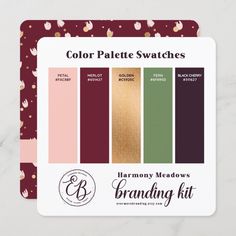 the color palette swatches for harmony meadows branding kit