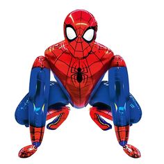 an inflatable spider man is sitting on the ground