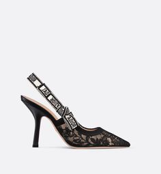 Dior Slingback, Ribbon Flats, Embroidered Ribbon, Butterfly Motif, Lace Heels, Christian Dior Couture, Bow Flats, Black Butterfly, Dior Shoes