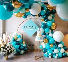 DIY Balloon Garland Arch Idea Kit Teal Balloons, Graduation Party Backdrops, Tiffany Bridal Shower, Bridal Shower Balloons, Gold Confetti Balloons, Purple Balloons, Garland Arch, Green Balloon, White Balloons