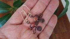 Agate wrapped with Copper and Gold filled OOAK earrings, rustic wire earrings, handmade brutalist fo Handmade Copper Wrap Earrings, Unique Handmade Copper Wrap Earrings, Handmade Unique Copper Wrap Earrings, Brown Copper Wire Wrapped Earrings, Earthy Dangle Copper Jewelry, Hand Forged Copper Wire Drop Earrings, Artisan Copper Wire Dangle Earrings, Bohemian Hand-wrapped Copper Wire Earrings, Resin Bangles