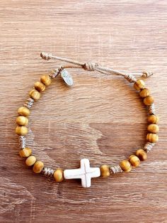 Ceramic Crosses, Slide Bracelet, Rosary Bracelet, Catholic Gifts, Cross Bracelet, Bracelets Handmade Beaded, Religious Jewelry, Handmade Bracelet, Bracelet Handmade