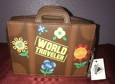 Condition is New. Retro Rectangular Travel Wallet, Compact Multicolor Travel Bags, Retro Multicolor Travel Wallet, Vintage Wallet With Removable Pouch For Travel, Vintage Multicolor Travel Wallets, Portable Brown Travel Wallets, Multicolor Bifold Travel Bag, Brown Travel Case With Card Slots, Brown Travel Wallet Rectangular Case