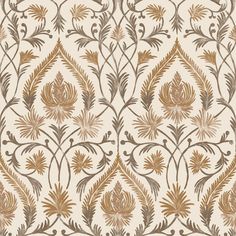 an ornate wallpaper pattern in gold and brown