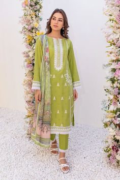 Semi-stitched Green Unstitched Suit With Digital Print, Green Cambric Unstitched Suit With Digital Print, Green Printed Cotton Unstitched Suit, Green Printed Unstitched Suit With Long Sleeves, Green Printed Dupatta, Green Printed Sets For Weddings, Green Wedding Kurta With Digital Print, Wedding Green Kurta With Digital Print, Green Printed Wedding Sets