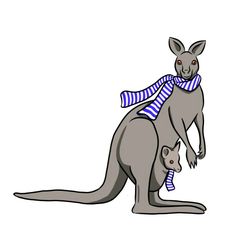 a kangaroo with a scarf on its back