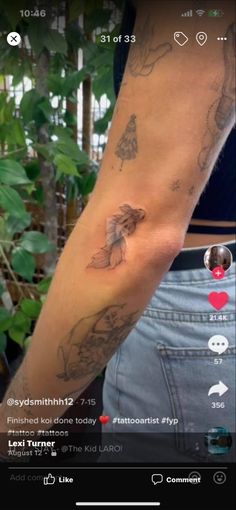 a woman's arm with tattoos on it and an instagramr for her