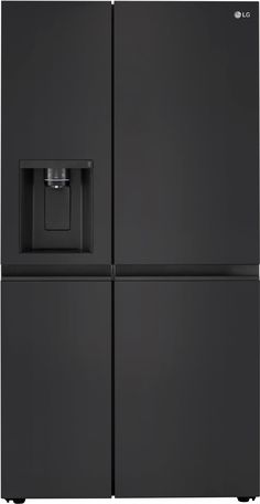 a black refrigerator freezer sitting next to each other