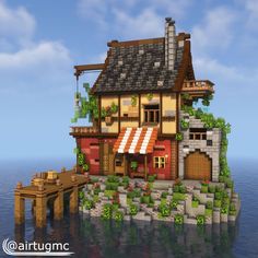 Minecraft Fisherman House, Minecraft Lighthouse, Minecraft Castle Designs, Rumah Minecraft Sederhana, Bangunan Minecraft, Minecraft Cottage