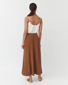 Our favorite statement skirt, now updated in Washable Silk, with a flowy, comfortable silhouette. Statement Skirt, Silk Maxi Skirt, Silk Maxi, Favorite Sweater, Wardrobe Style, Cold Day, Chestnut, Warm Weather, New Black