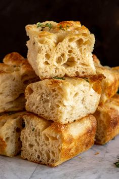 several pieces of bread stacked on top of each other