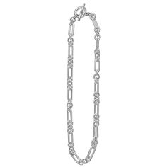 Sterling silver variations of Caviar beading & fluting elements form this bold link necklace. Silver Link Necklace With Solid Construction, Silver Necklace With Solid Link Construction, Elegant Chain Necklace With Rectangular Sterling Silver Links, Elegant Chain Link Necklace With Sterling Silver Clasp, White Gold Chain Link Necklace With Sterling Silver Clasp, Elegant Chain Necklace With Sterling Silver Clasp, Metal Link Chain Necklace With Sterling Silver Clasp, Modern Link Necklaces With Hook And Links, Elegant Silver Necklace With Rectangular Links