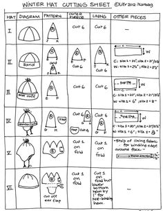 a sheet with instructions for hats and other things to make it look like they have been made