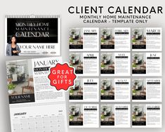 an image of a calendar with the words great gifts on it and images of furniture