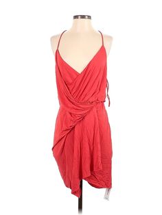 Haute Hippie Cocktail Dress Size: Small Red Dresses - used. No Fabric Content, Wrap, Plunge, Short, Sleeveless | Haute Hippie Cocktail Dress - Wrap: Red Dresses - Used - Size Small Red Ruched Sleeveless Dress For Spring, Red Draped Midi Dress For Summer, Red Cocktail, Red Cocktail Dress, Dress Wrap, Haute Hippie, Red Dresses, Red Dress, Wrap Dress