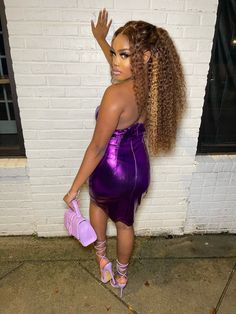 Halter Mini Dress Bodycon Dress Metallic Detail Model is wearing a small Purple Baddie Outfits, Boys Crop Top, Royalty Dress, Mini Dress Bodycon, Grunge Tee, Grey Crop Top, 16th Birthday Party, Blue Crop Tops, Pink Crop Top