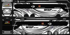 the front and back side of a vehicle wrap design for a sports car, with abstract swirls on it