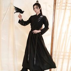 Top Seller for Traditional Chinese Style Hanfu Robes Men Swordsman Stage Clothing Tang Suit, Womens Dresses Traditional Chinese Clothing Hanfu, Robes Men, Black Hanfu, Samurai Kimono, Hanfu Men, Male Kimono, Chinese Traditional Clothing, Multicolor Skirt, Tang Suit