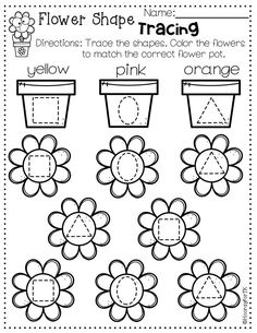 the flower shape worksheet for preschool to practice shapes and numbers in order to make them