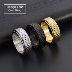 ✰ Details: - This Ring has rotating element, it does look great, but it is also can be used as a Fidget ring. keeping yourself busy playing with the ring will help you stay calm and distract you from being worried and anxious. - We take pictures of the product with high quality camera and strong lights so the color might slightly differ to the eyes in real-life. - Made to order, returns and exchanges are not supported. But please contact me if you have problem with your order. - This delicate je Fidget Rings, Stay Calm, Spinner Ring, Ring For Men, Spinner Rings, Delicate Jewelry, Color Ring, Steel Ring, Ring Ring