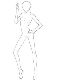 a line drawing of a woman in tights with her hands on her hips and one hand on her hip