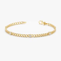 bezel set diamond bracelet Cuban Chain Bracelet, Bracelet With Diamonds, Station Bracelet, Initial Jewelry, Diamond Carat, Gold Wedding Rings, Cuban Chain, Bezel Diamond, Diamond Jewellery