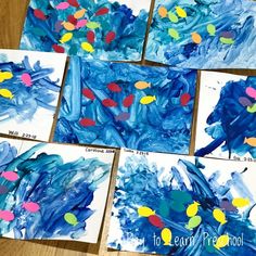 art project for kids using blue and yellow paint