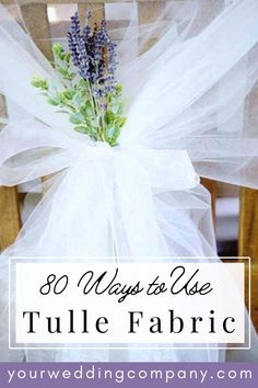 Tulle Wedding Fabric Ideas Gallery Tulle For Wedding Decorations, Tulle Wedding Decorations Outdoor, Projects With Tulle, Tulle Ideas Decoration, Tulle As Table Runner, Tulle Decor Ideas, Tulle Ribbon, Decorating Wedding Chairs, Things To Make With Tulle