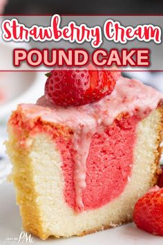 STRAWBERRY CREAM POUND CAKE RECIPE Cake With Jello, Cream Pound Cake Recipe, Best Pound Cake Recipe, Pound Cake Recipes Easy, Moist Pound Cake, Pound Cake Recipe