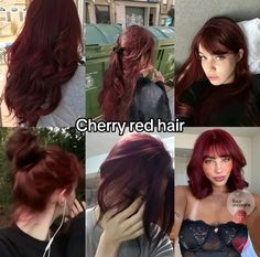 Cherry Red Hair Color, Pelo Color Vino, For Brunettes Highlights, Cherry Red Hair, Wine Red Hair, Brunettes Highlights, Hair Color Underneath, Wine Hair, Highlights For Brunettes