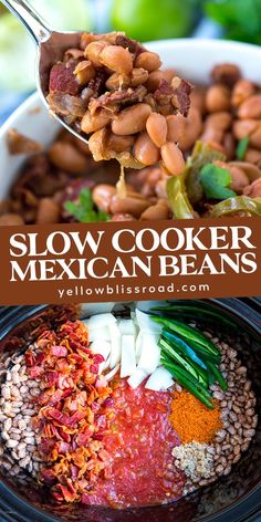 slow cooker mexican beans recipe with text overlay