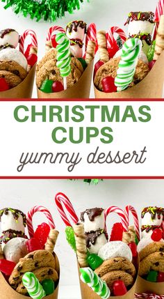 christmas cups filled with cookies and candy canes