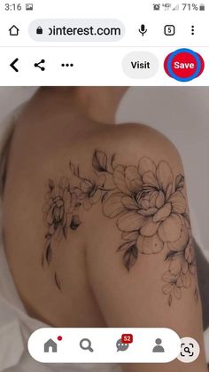 the back of a woman's shoulder with flowers on it and an instagram