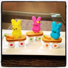 Skateboarding with my peepsMade by @Sparkling Events by Alison Johnsoncrafting baking hobby easter peeps skateboarding DIY Easter Peeps House, Healthy Easter Treats For School, Peep Themed Party, Easy Easter Treats For School, Easter Edible Crafts, Bunny Charcuterie, Peeps Crafts, Easter Kids Food