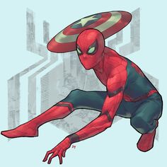 a drawing of a spider - man in front of a cityscape