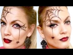 Nem Halloween Makeup, Halloween Spider Makeup, Makijaż Sugar Skull, Spider Face Painting, Halloween Makeup For Kids, Maquillage Halloween Simple, Spider Face