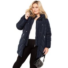 Meet the ultimate winter essential, the Abigail Puffer Jacket! Its high neck collar and front button closure make it both stylish and cozy. With full-length sleeves, cuff sleeves, and a faux-fur hood, you'll stay warm and fashionable during the chillier months. The quilted fabric adds texture, and functional front pockets offer convenience, making this jacket a must-have addition to your winter wardrobe.Key Features Include: - High neck collar- Front button closure- Full length sleeve- Cuff slee Womens Tailored Suit, Women Winter Coat, Crop Denim Vest, High Neck Collar, Long Puffer Coat, Quilted Puffer Jacket, Plus Size Coats, Quilted Fabric, Ladies Of London