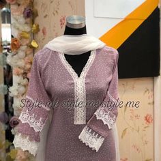 Lace Work Suit Design Pakistani, Pakistani Kurta Neck Design With Lace, Lase Designs Punjabi Suit, Lace Suits Punjabi, Lace Work Suit Design, Neck Designs For Kurtis With Lace, Cotton Lace Design On Suits, Lace Kurti Design, Pakistani Lace Suits