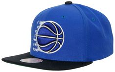 a blue and black hat with a basketball on it