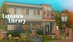 an animated image of a house with the words lakeview library in front of it