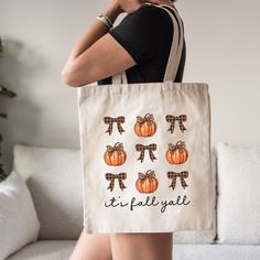 Fall Everyday Canvas Bags, Fall Tote Bag Painting Ideas, Fall Tote Bag As Gift, Fall Shopping Bag In Coated Canvas, Fall Canvas Tote Shoulder Bag, Vinal Ideas, Fall Season Coated Canvas Tote Bags, Halloween Sleepover